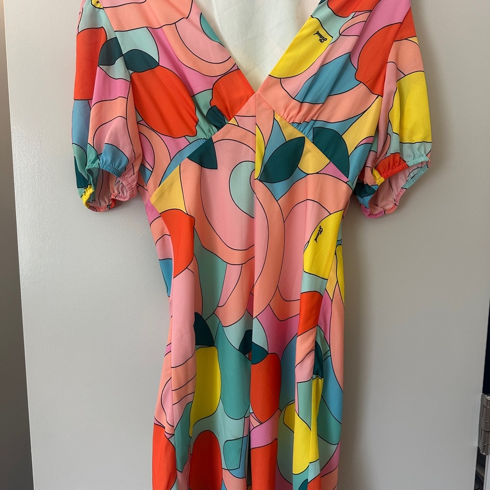 STAUD Multicolor Geometric Mini Dress